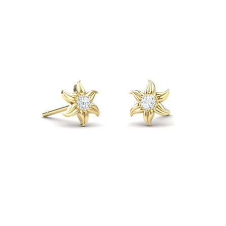 Diamond Floral Stud Earrings - Gia