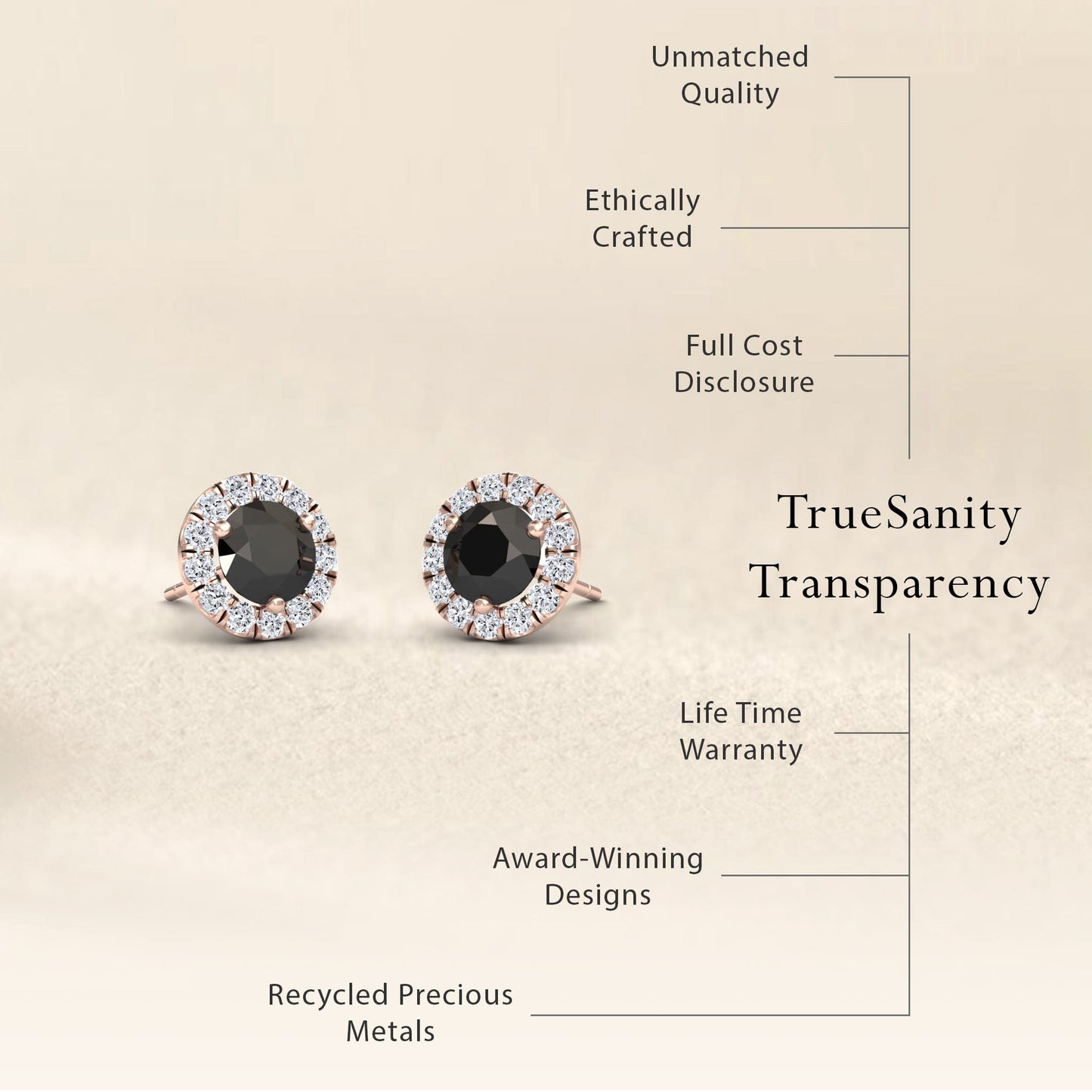 Black & White Diamond Halo Stud Earrings - Elena