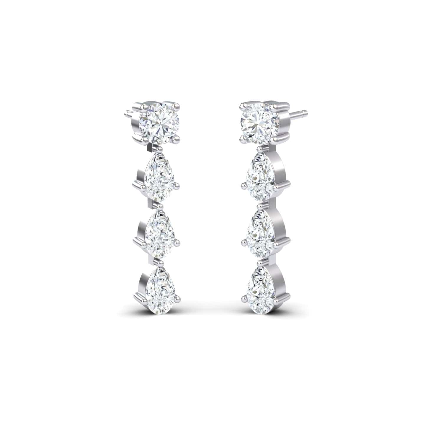 White Diamond Elegant Graduated Drop Earrings - Lyra