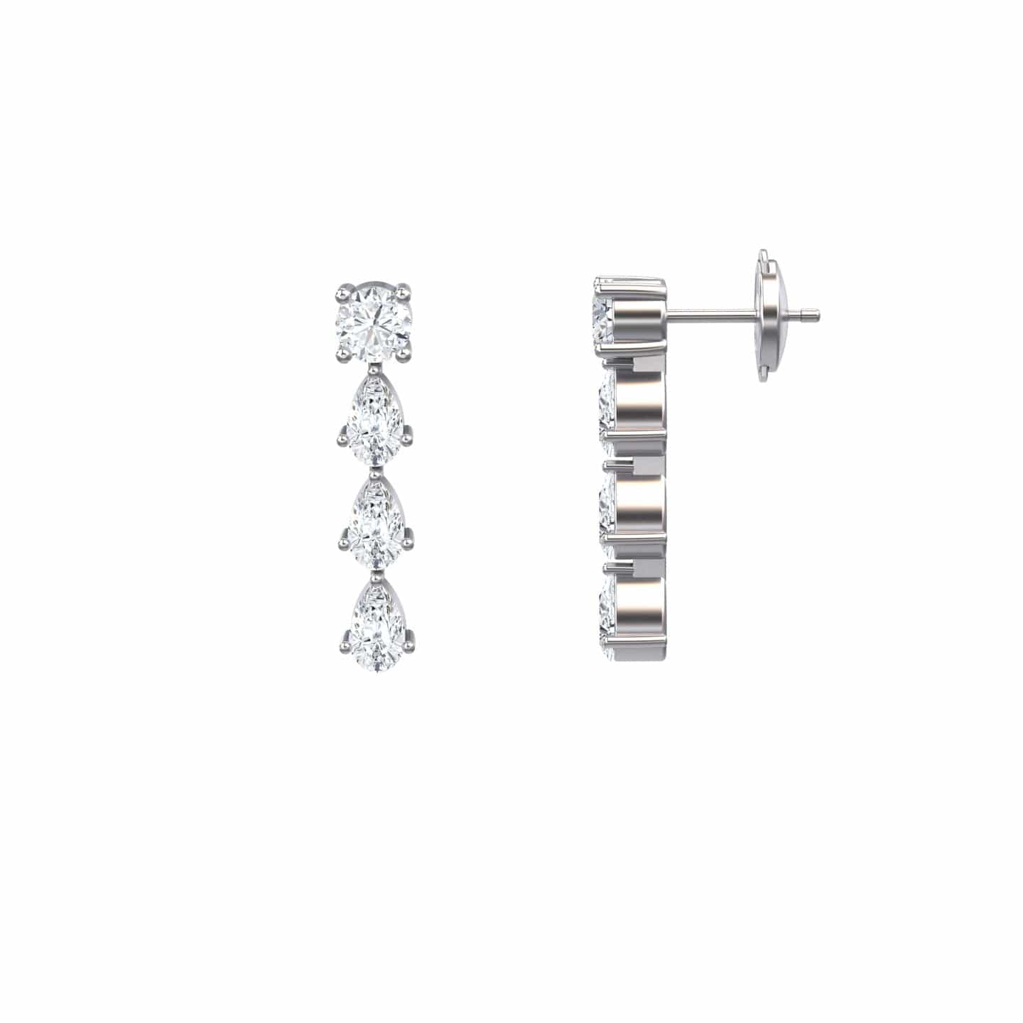 White Diamond Elegant Graduated Drop Earrings - Lyra