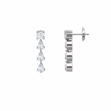 White Diamond Elegant Graduated Drop Earrings - Lyra