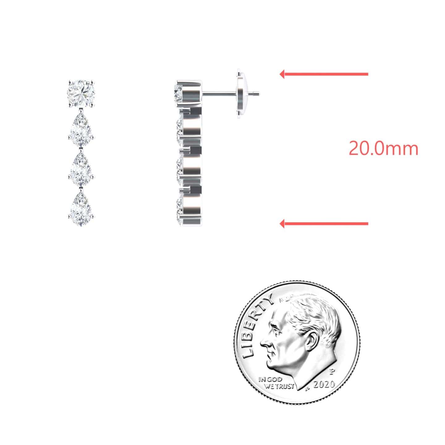 White Diamond Elegant Graduated Drop Earrings - Lyra