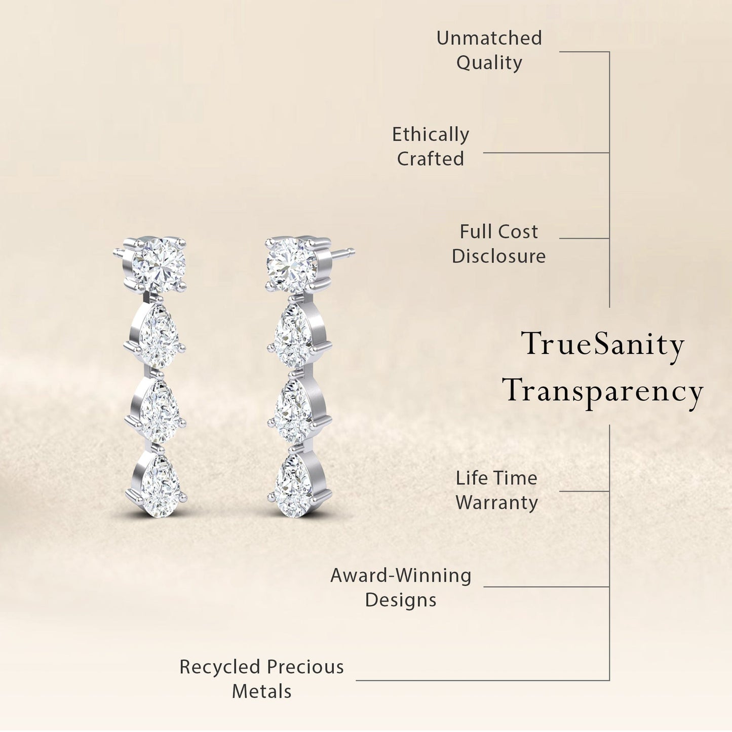 White Diamond Elegant Graduated Drop Earrings - Lyra