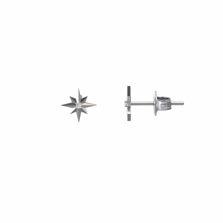 White Diamond North Star Stud Earrings - Monica
