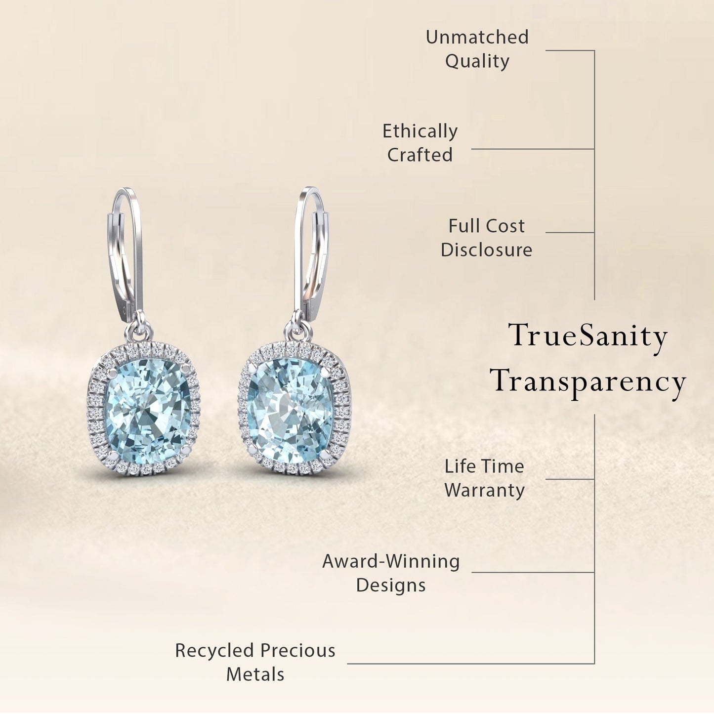 Aquamarine & Diamond Dangle Earrings - Shereen