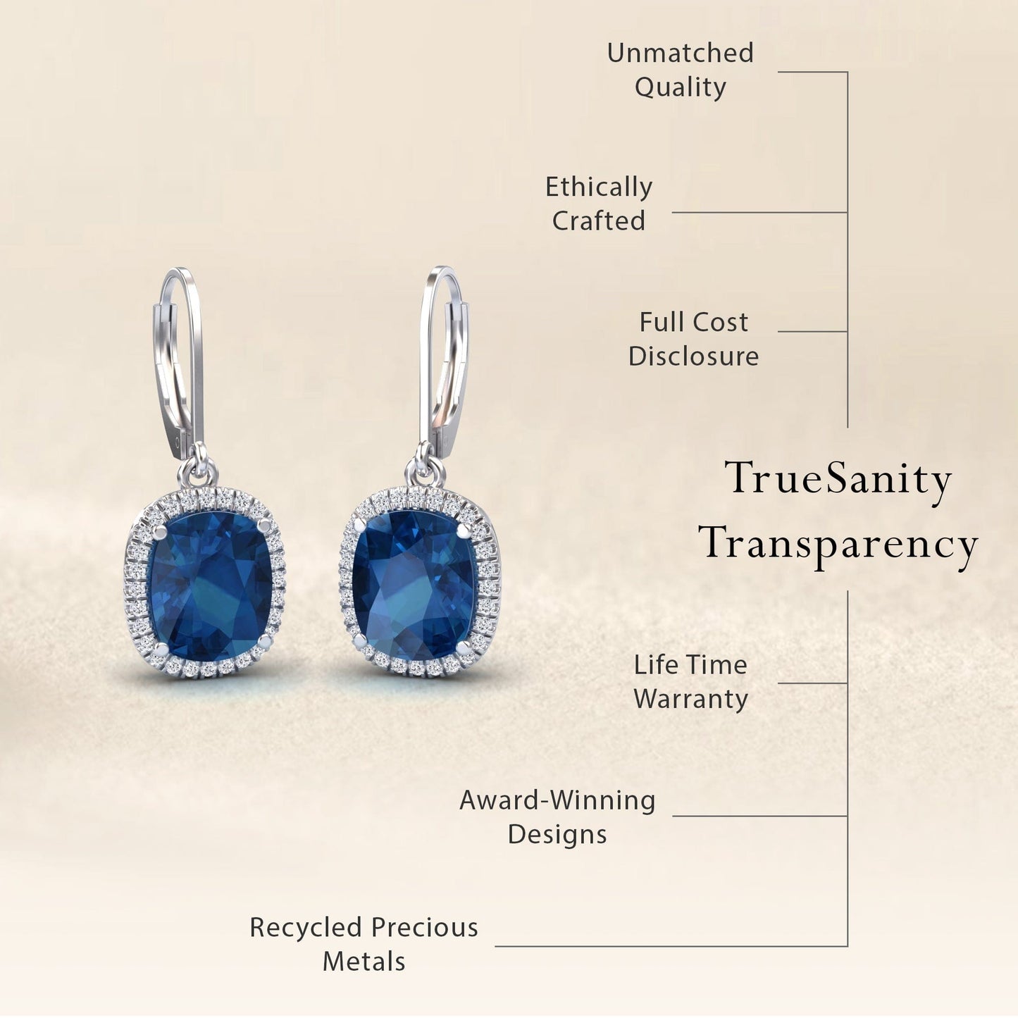 London Blue Topaz & Diamond Dangle Earrings - Shereen