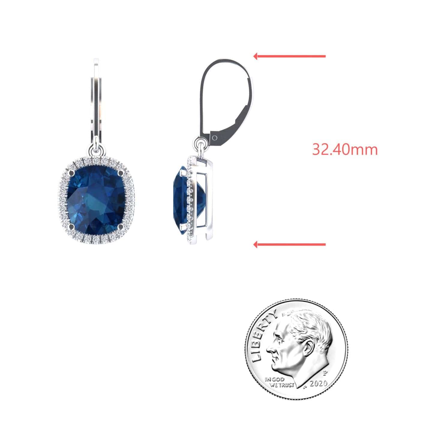 London Blue Topaz & Diamond Dangle Earrings - Shereen