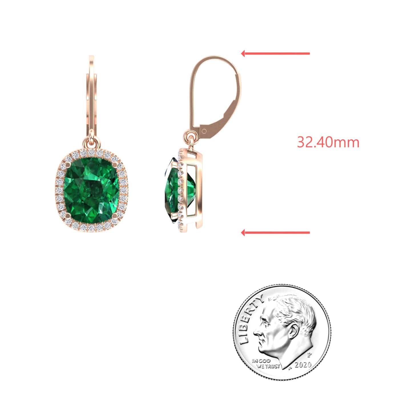 Lab Grown Emerald & Diamond Dangle Earrings - Shereen