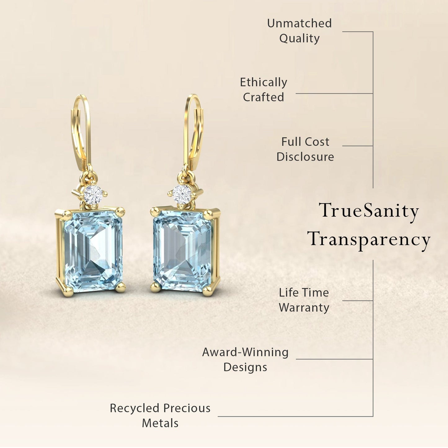 Aquarmarine & Diamond Drop Earrings - Varsha