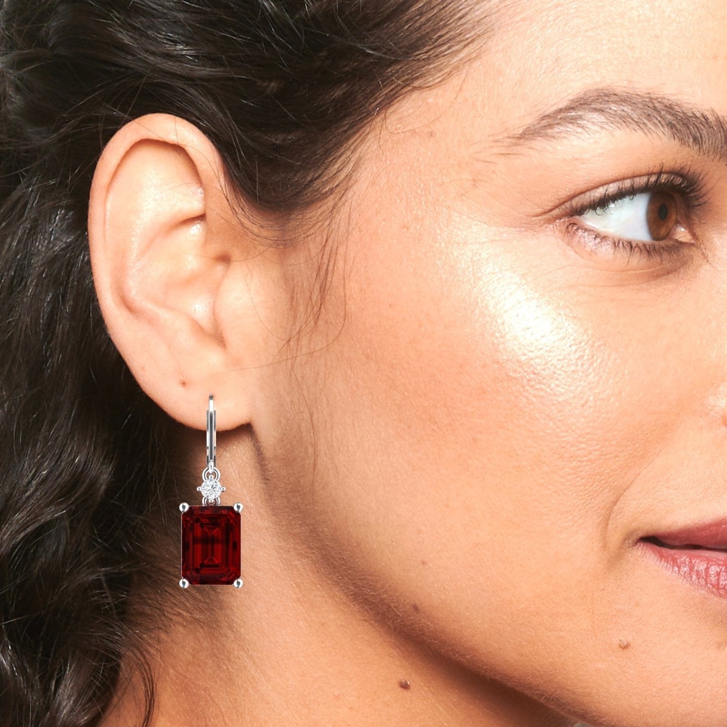 Garnet & Diamond Drop Earrings - Varsha