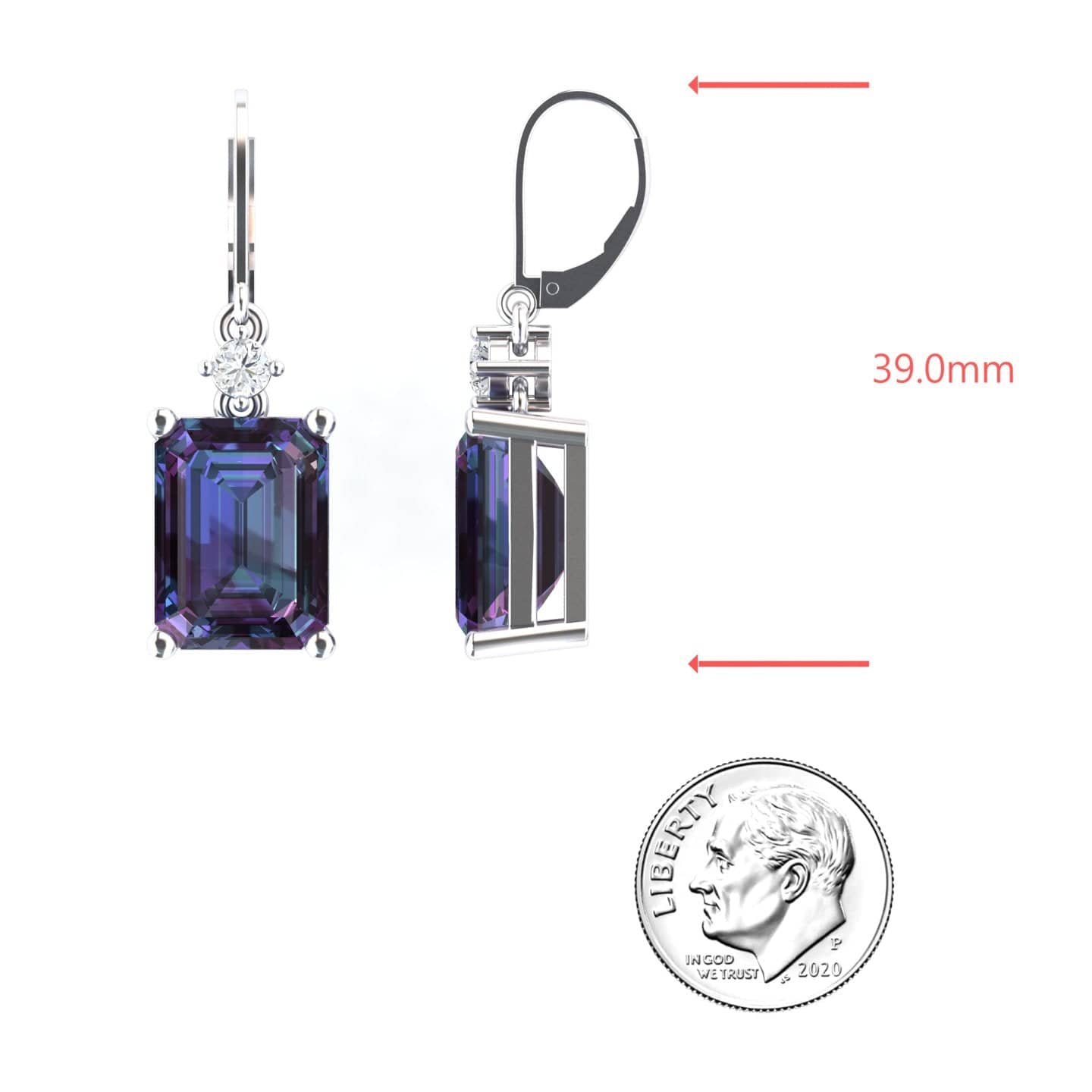 Lab Grown Alexandrite & Diamond Drop Earrings - Varsha