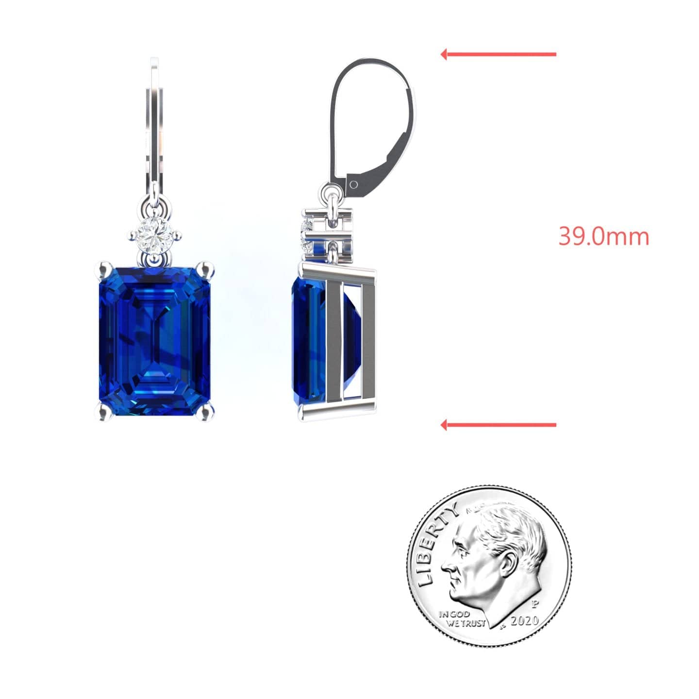 Lab Grown Blue Sapphire & Diamond Drop Earrings - Varsha