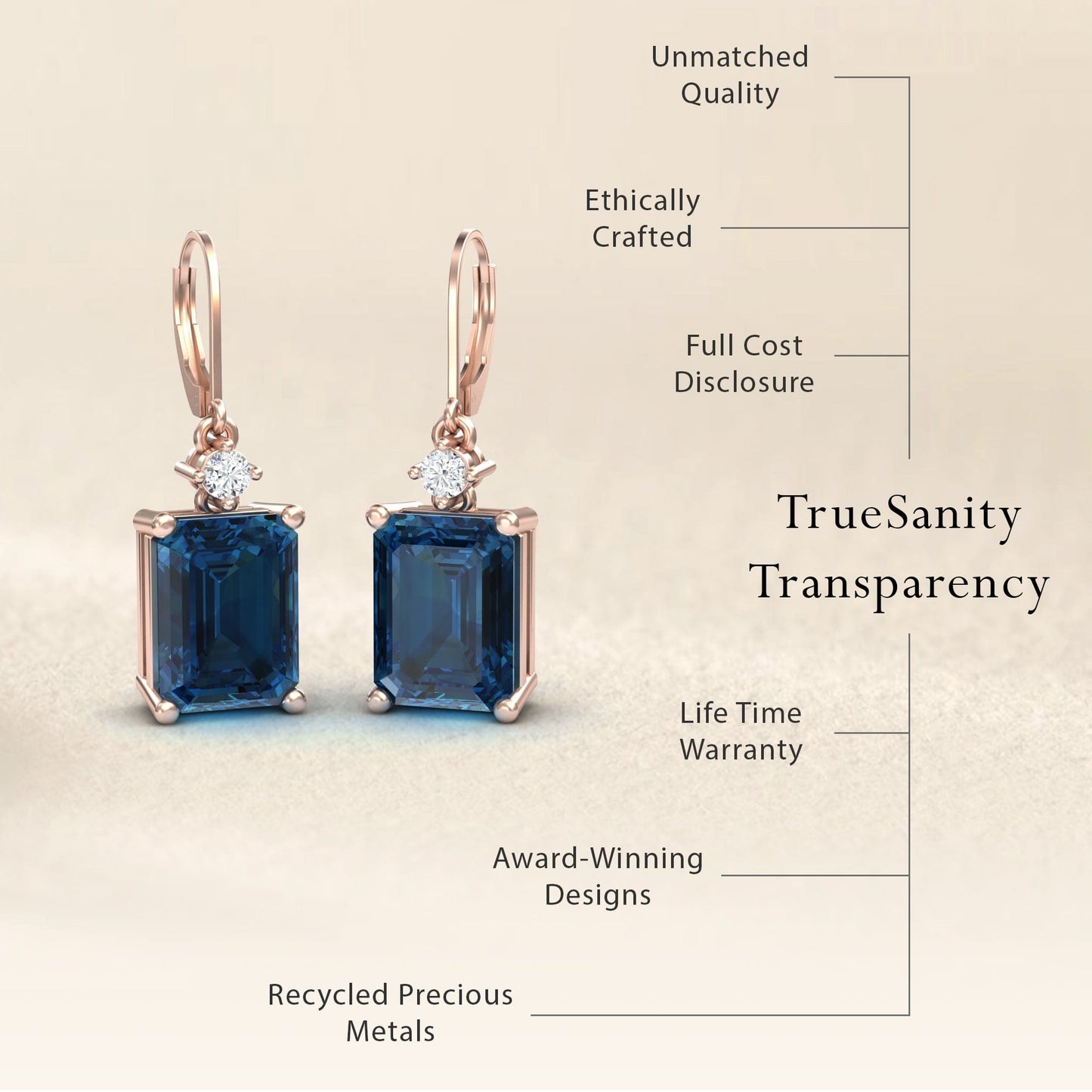 London Blue Topaz & Diamond Drop Earrings - Varsha