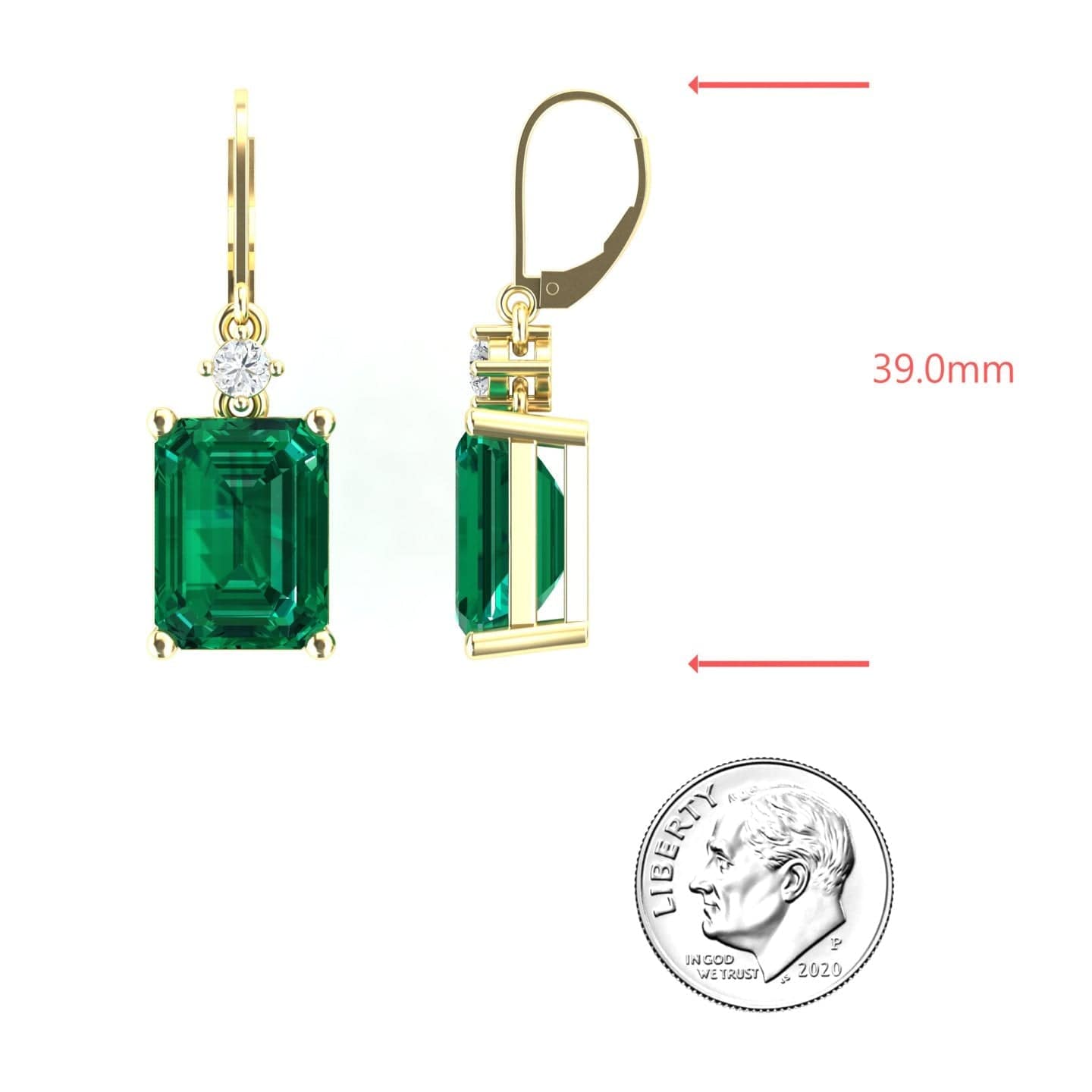 Lab Grown Emerald & Diamond Drop Earrings - Varsha