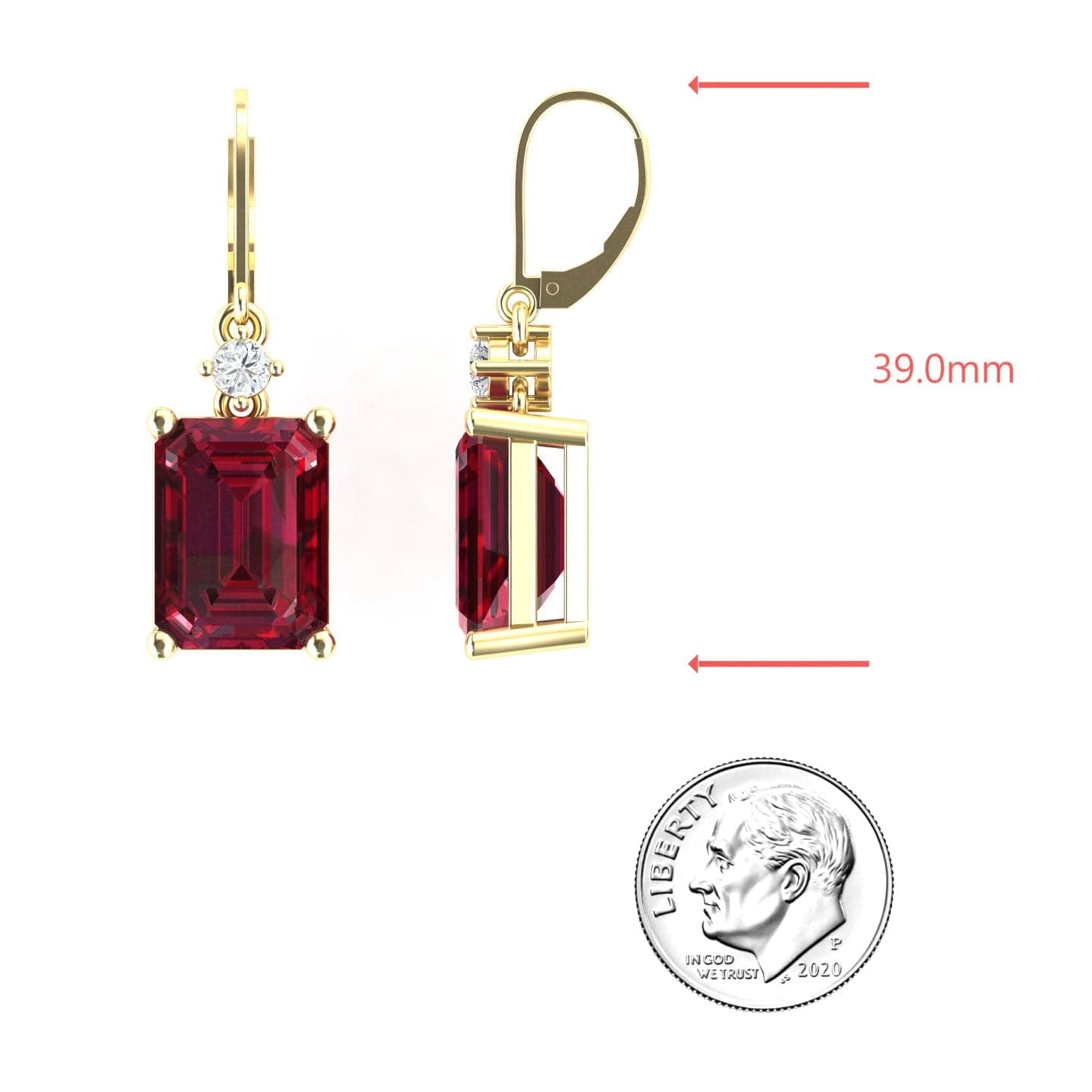 Lab Grown Ruby & Diamond Drop Earrings - Varsha