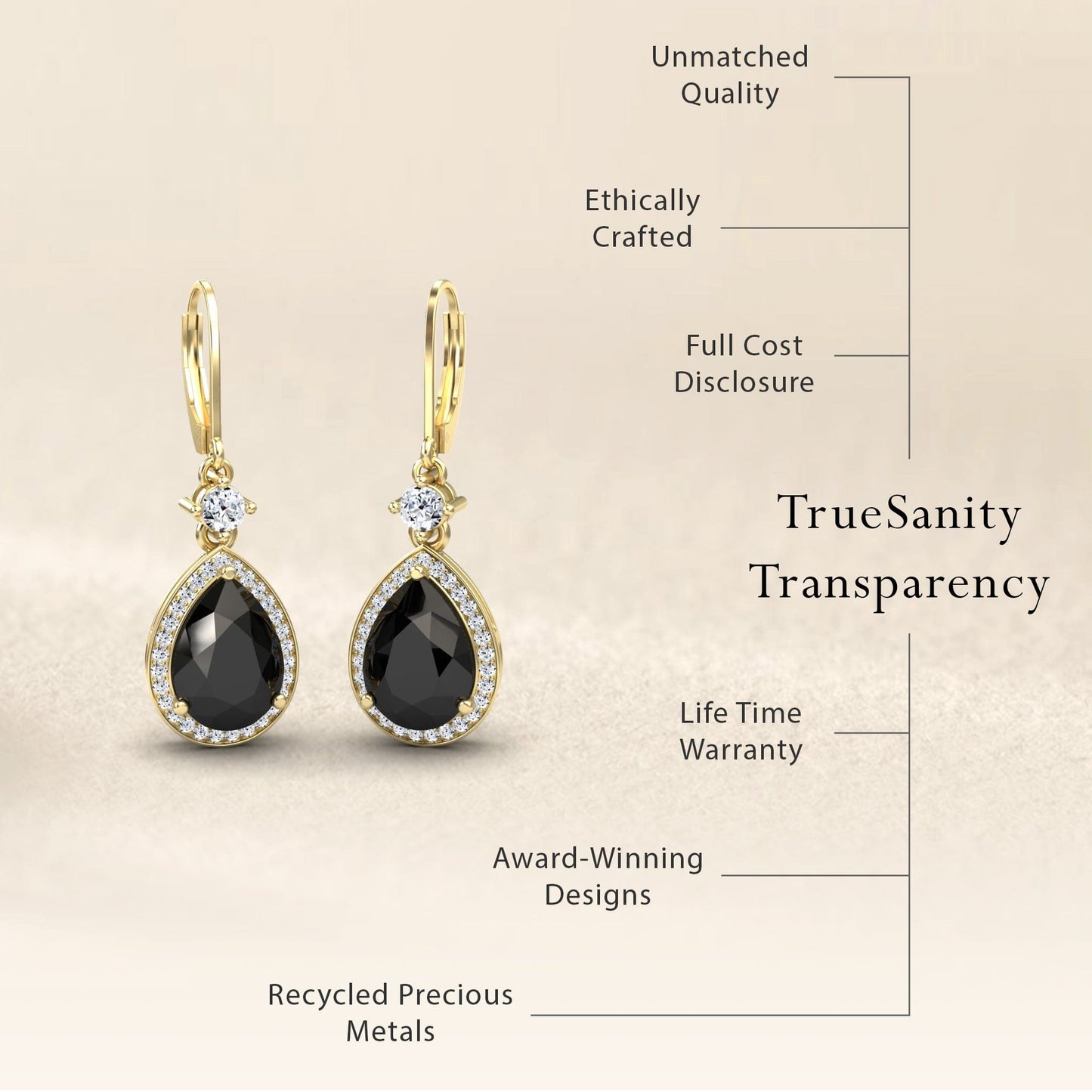 Black Onyx & Diamond Halo Earrings - Ana