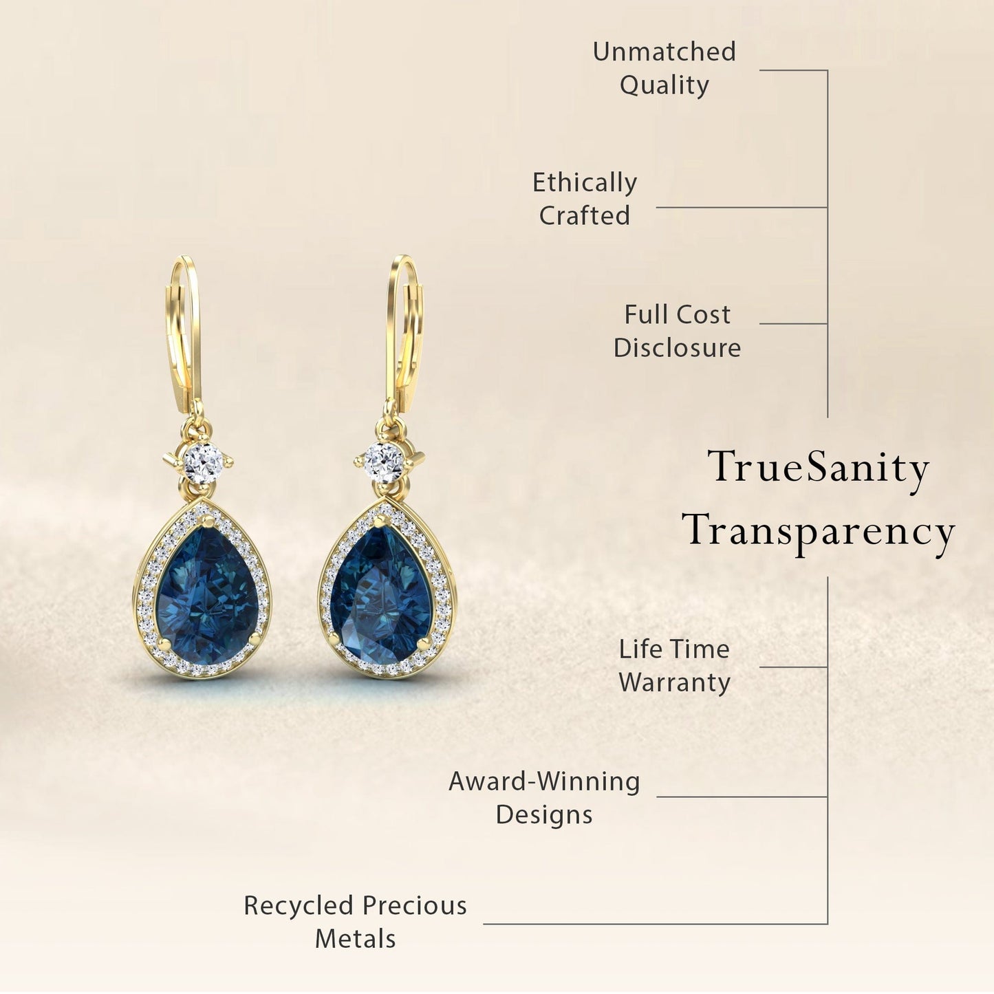 London Blue Topaz & Diamond Halo Earring - Ana