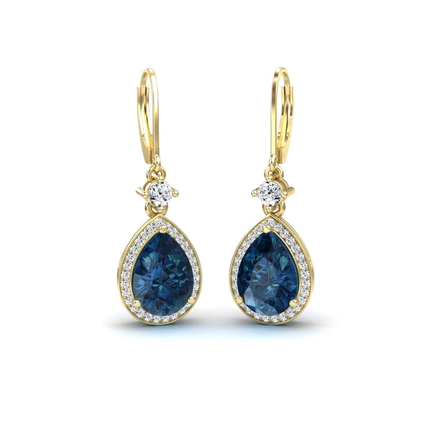 London Blue Topaz & Diamond Halo Earring - Ana