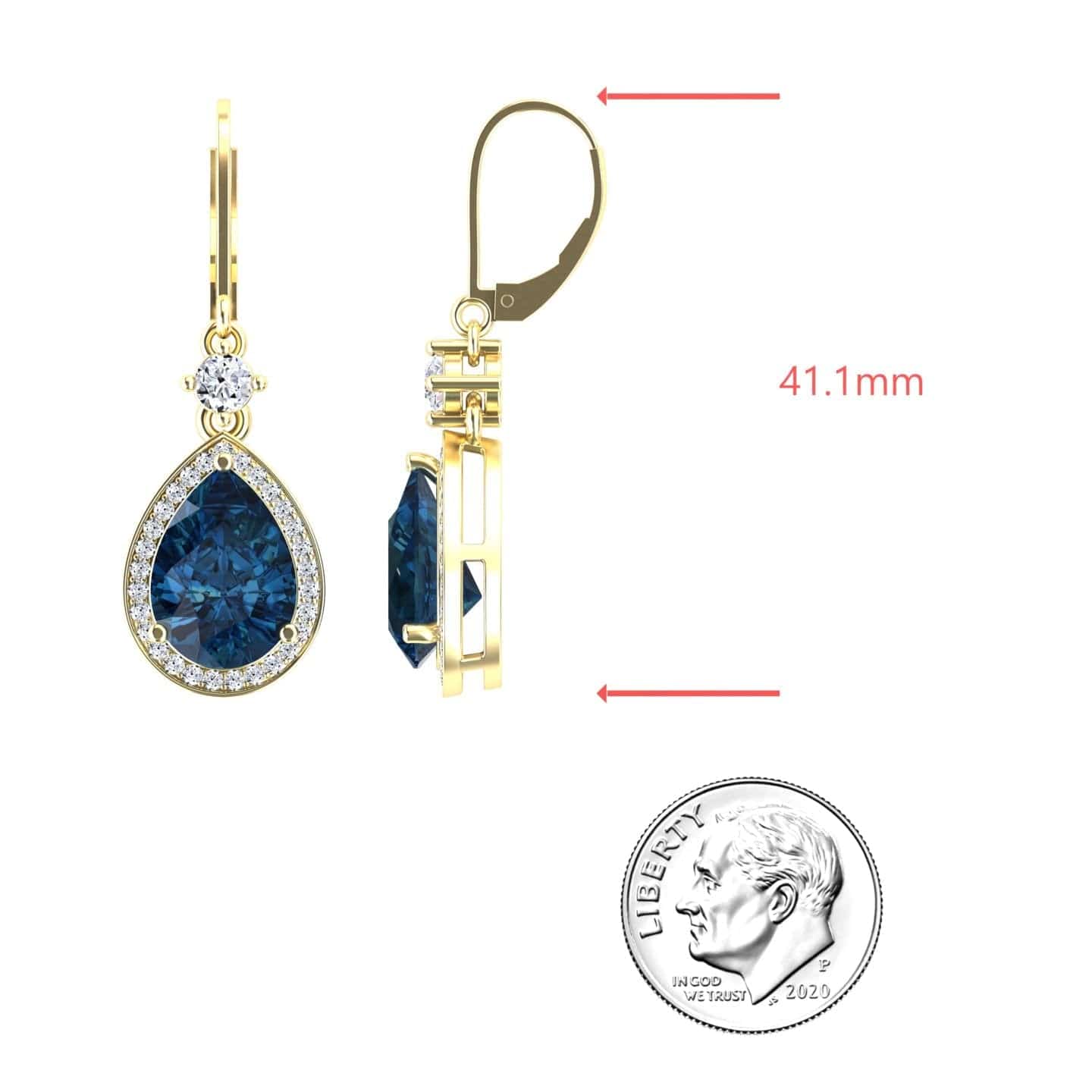 London Blue Topaz & Diamond Halo Earring - Ana