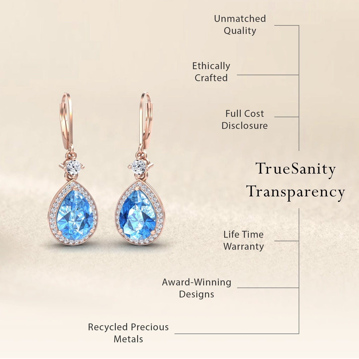 Swiss Blue Topaz & Diamond Halo Earring - Ana