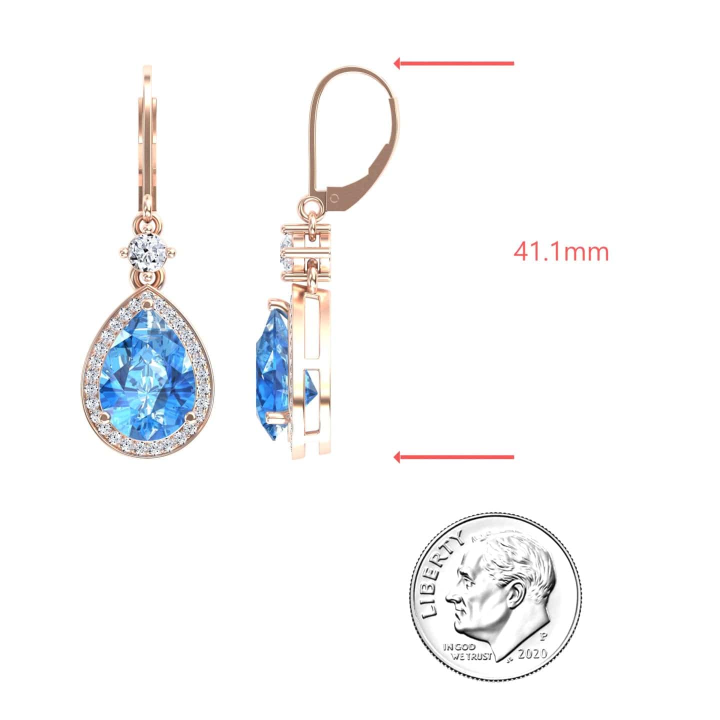 Swiss Blue Topaz & Diamond Halo Earring - Ana