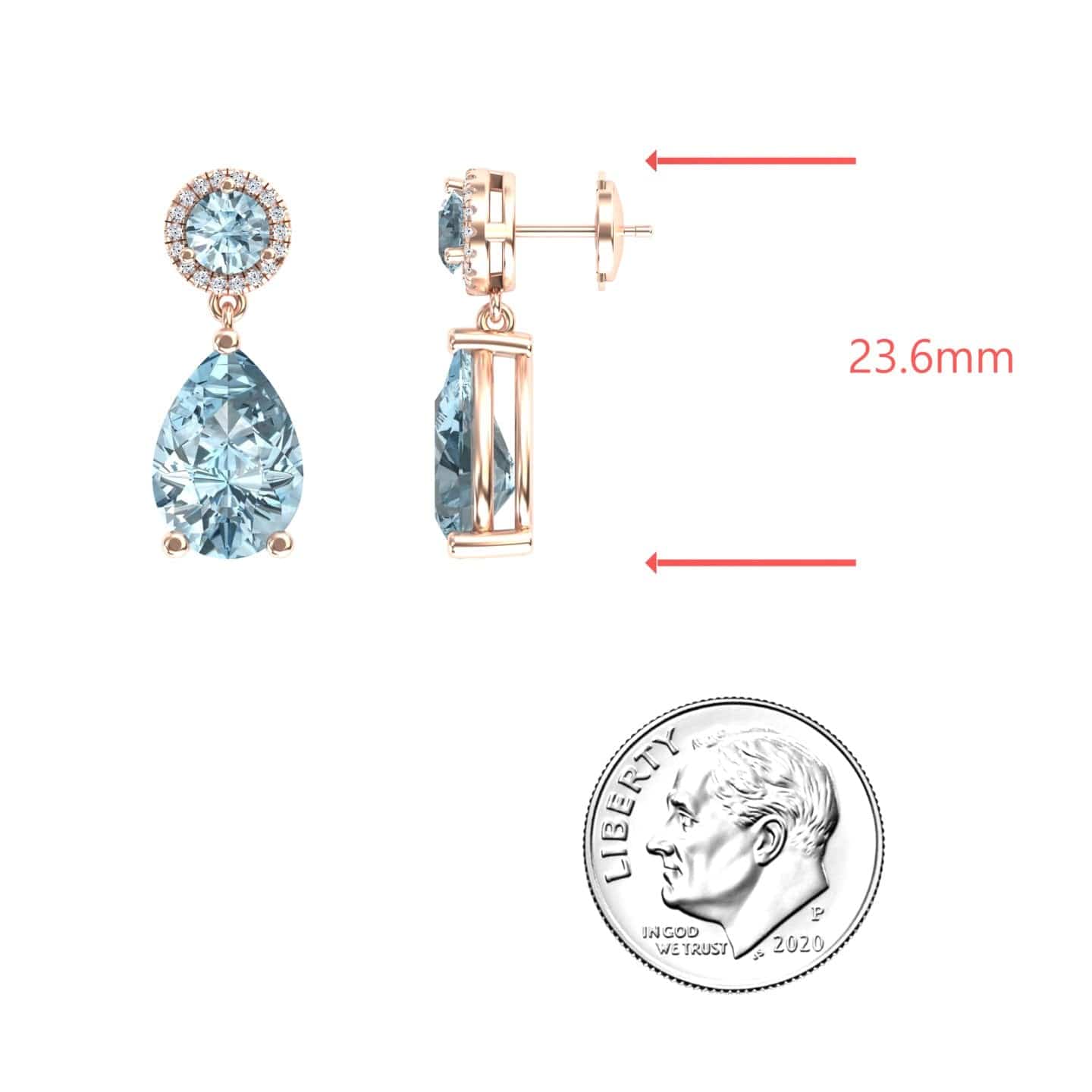 Aquamarine & Diamond Drop Earrings - Celia