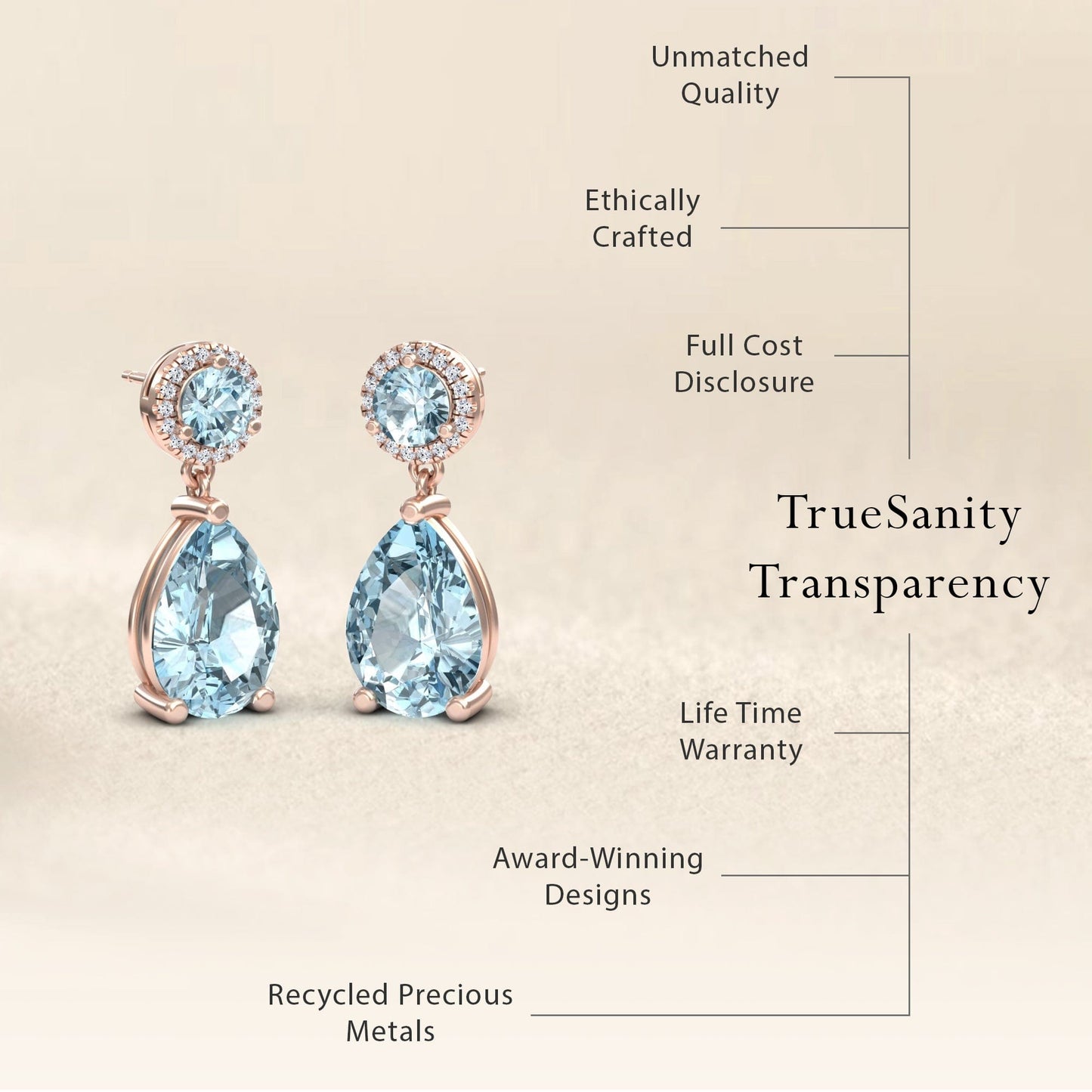 Aquamarine & Diamond Drop Earrings - Celia