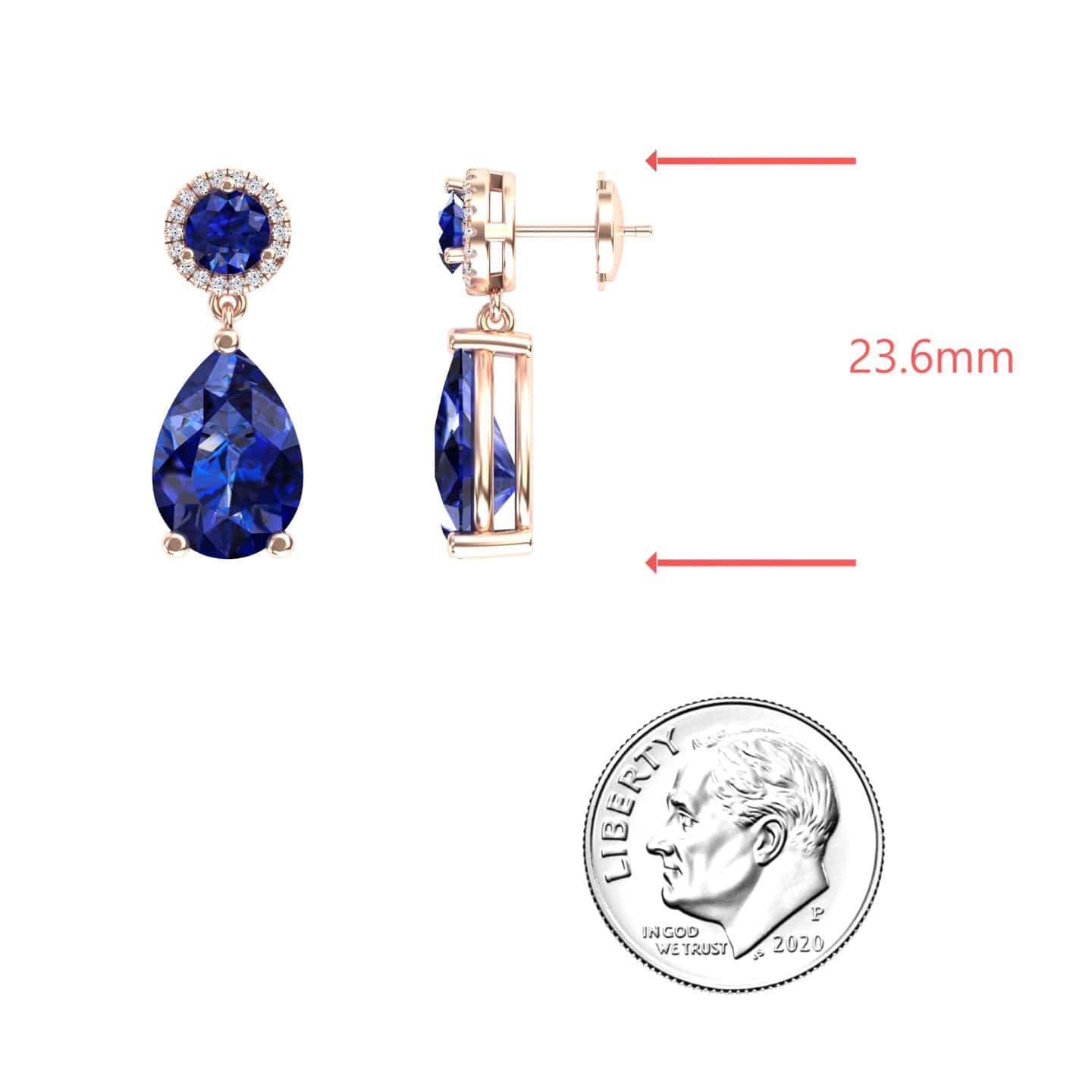Lab Grown Blue Sapphire & Diamond Drop Earrings - Celia