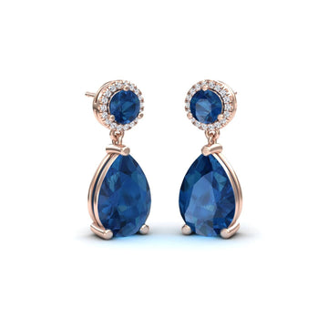 London Blue Topaz & Diamond Drop Earrings - Celia