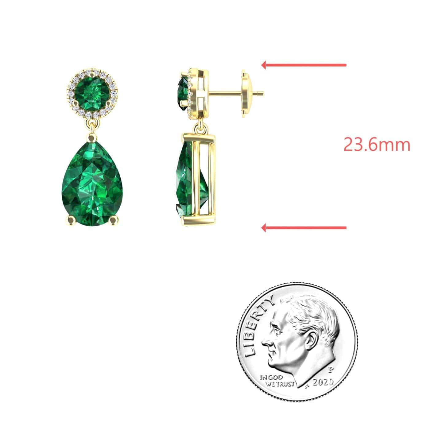 Lab Grown Emerald & Diamond Drop Earrings - Celia