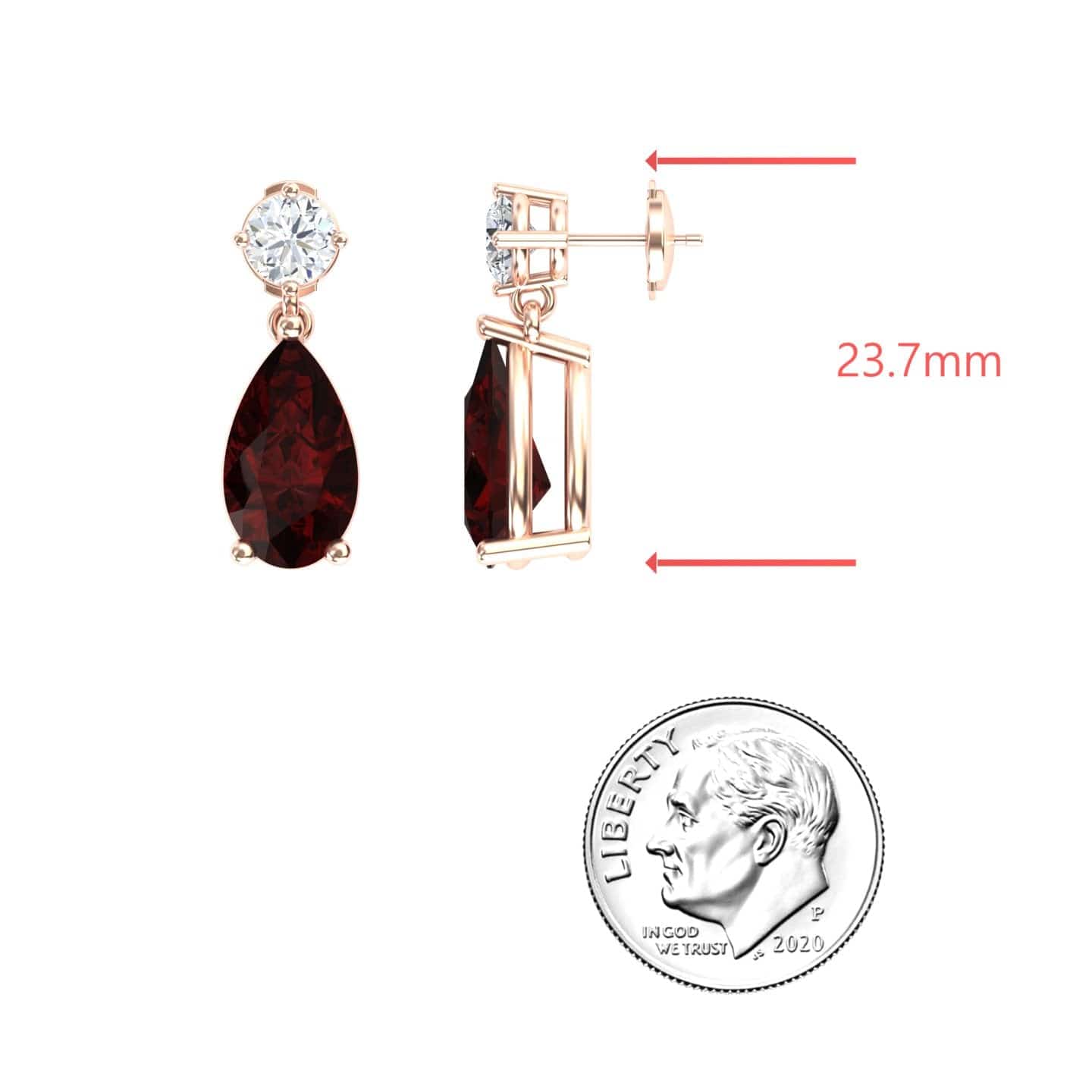 Garnet & Diamond Drop Earrings - Emma