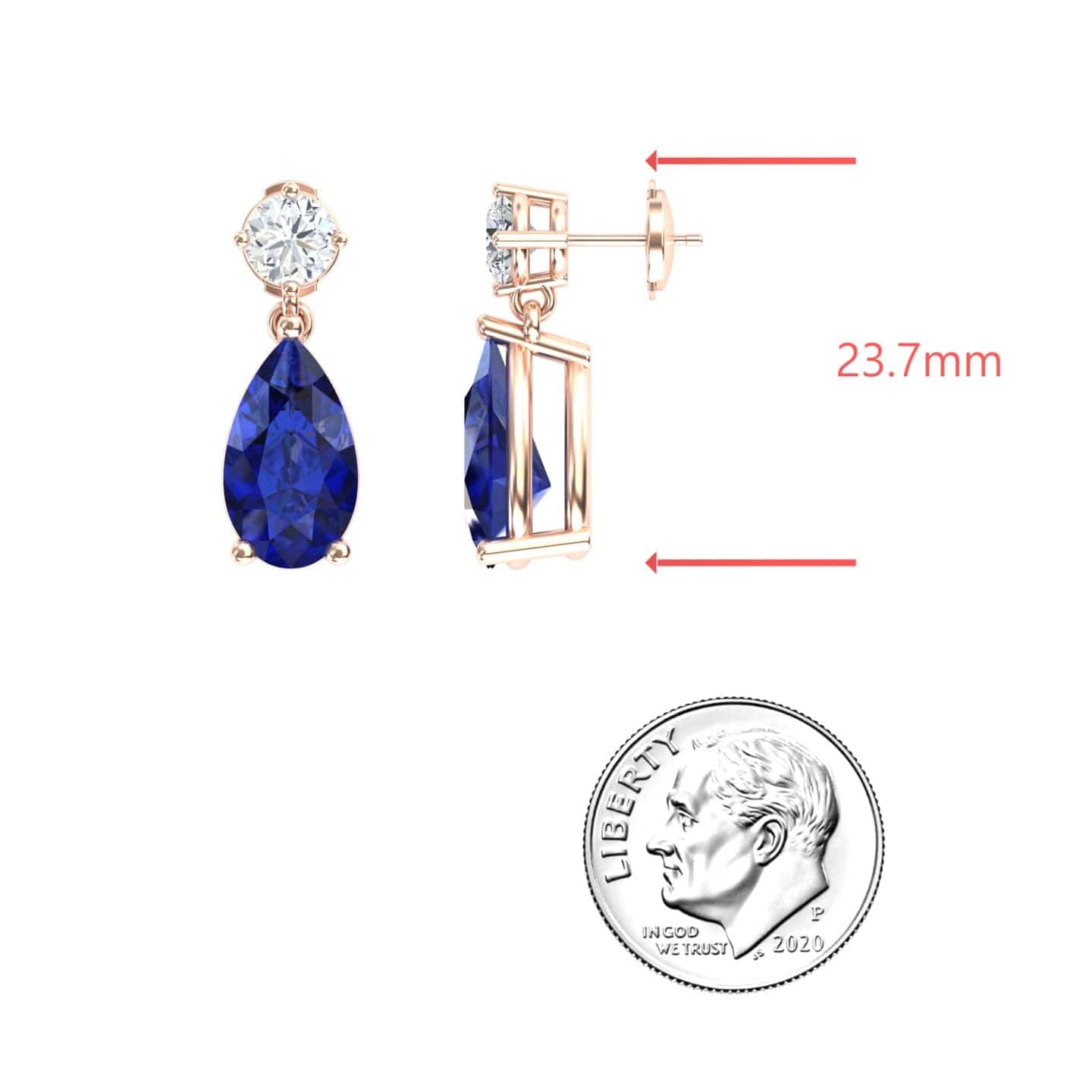 Lab Grown Blue Sapphire & Diamond Drop Earrings - Emma