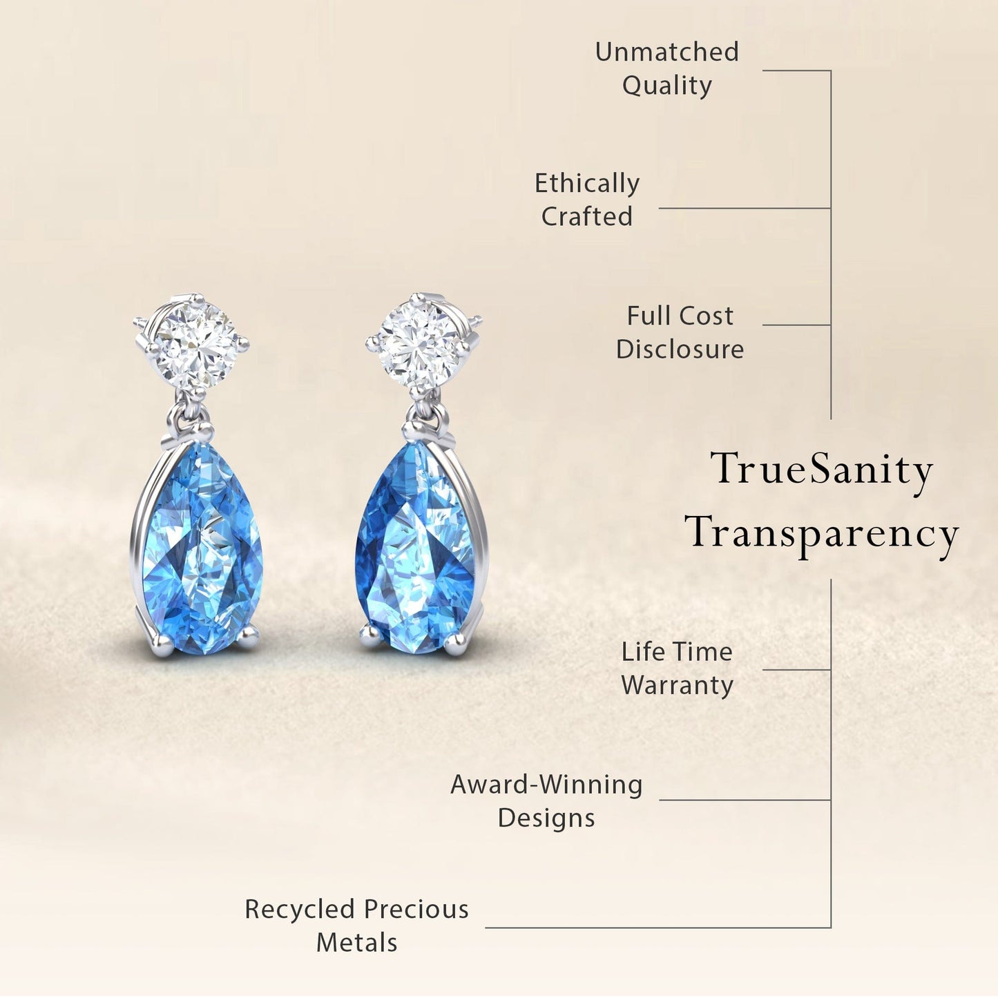 Swiss Blue Topaz & Diamond Drop Earrings - Emma