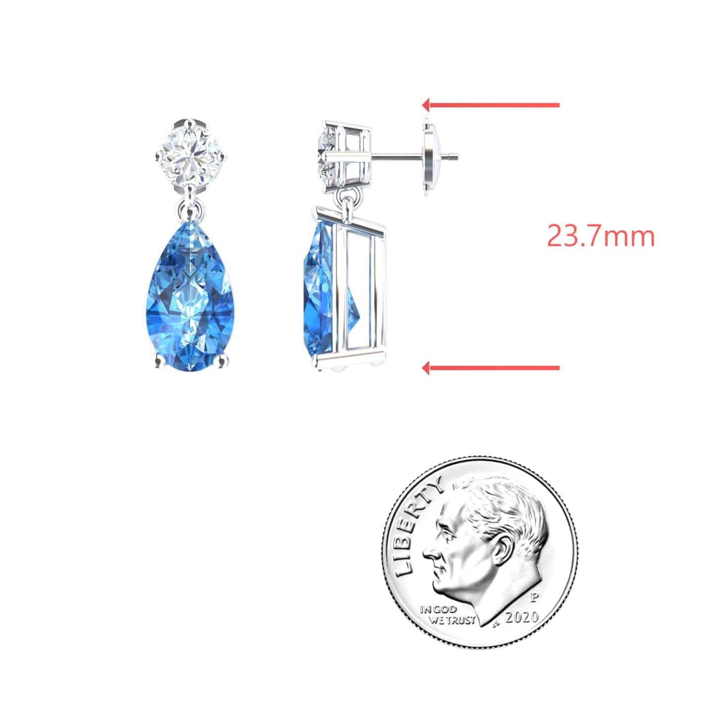 Swiss Blue Topaz & Diamond Drop Earrings - Emma
