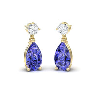 Lab Grown Tanzanite & Diamond Drop Earrings - Emma