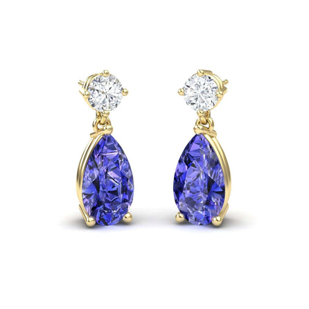 Lab Grown Tanzanite & Diamond Drop Earrings - Emma