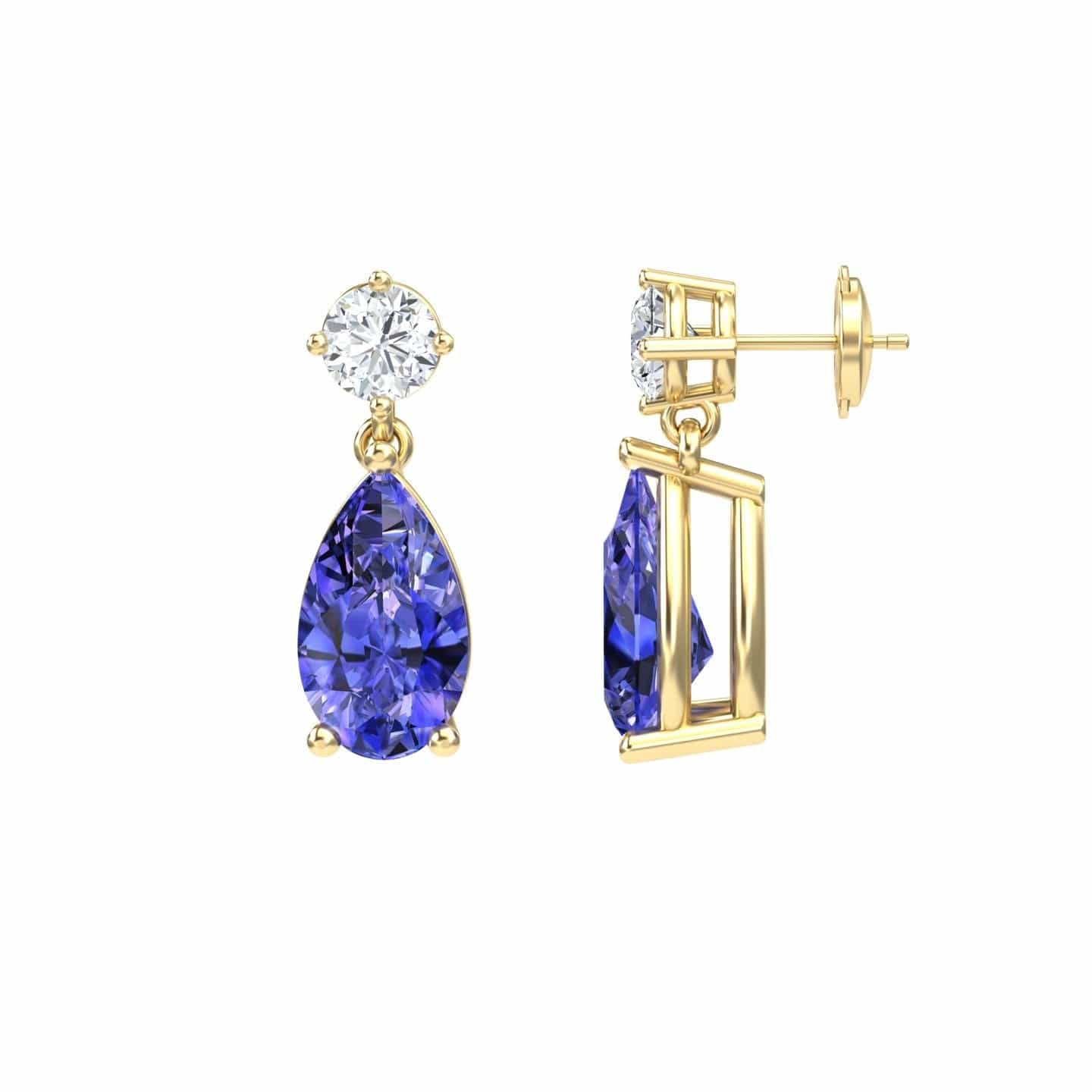 Lab Grown Tanzanite & Diamond Drop Earrings - Emma