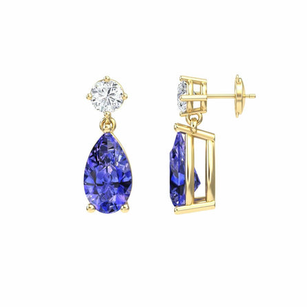 Lab Grown Tanzanite & Diamond Drop Earrings - Emma