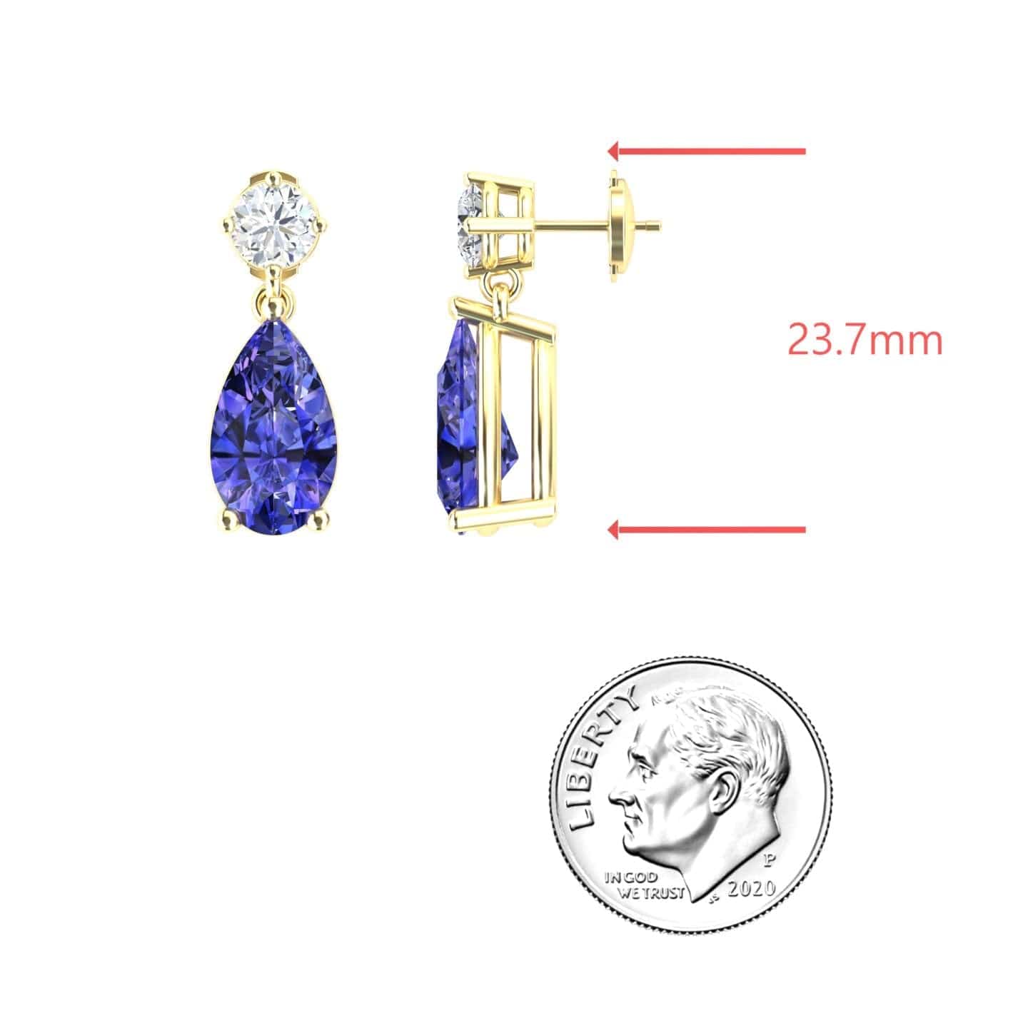 Lab Grown Tanzanite & Diamond Drop Earrings - Emma