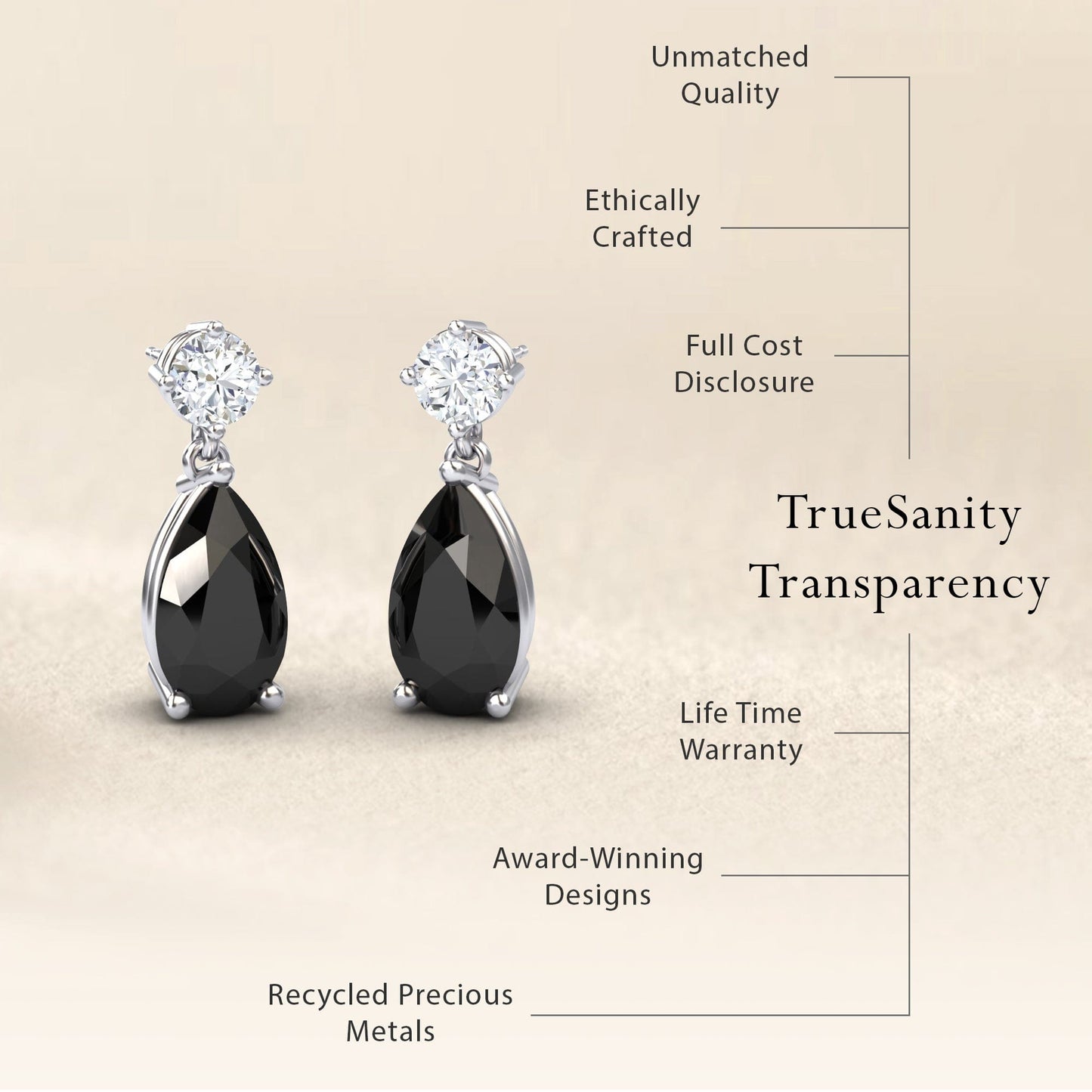 Black Onyx Drop Earrings - Emma
