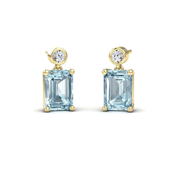 Aquamarine & White Diamond Drop Earrings - Gracia