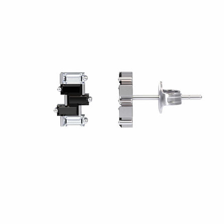 Black & White Diamond Fashion Stud Earrings - Hema