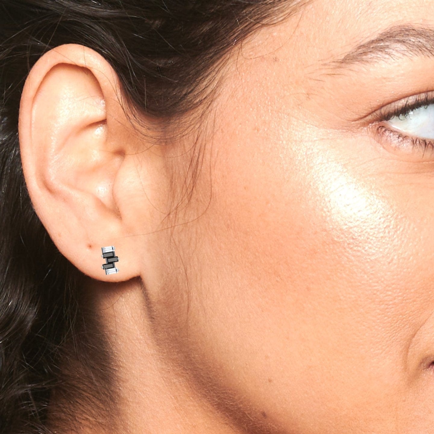 Black & White Diamond Fashion Stud Earrings - Hema