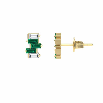 Emerald & Diamond Fashion Stud Earrings - Hema