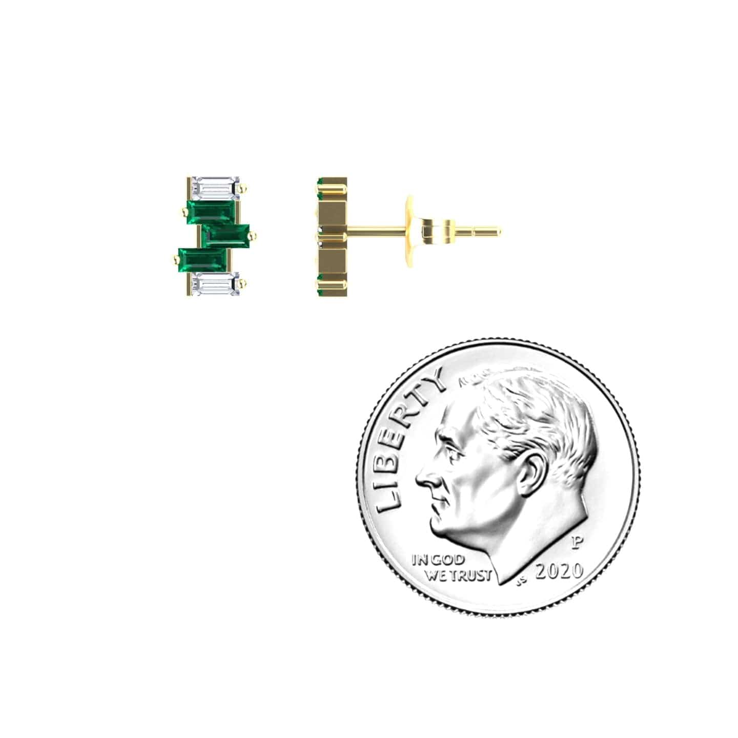 Emerald & Diamond Fashion Stud Earrings - Hema