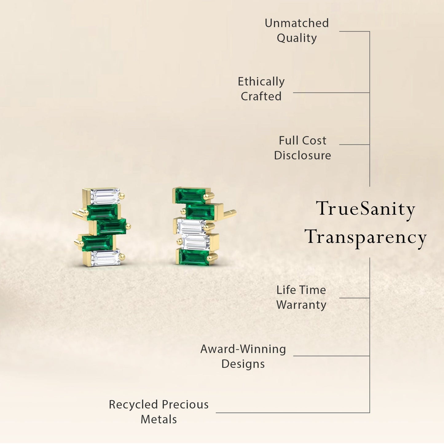 Emerald & Diamond Fashion Stud Earrings - Hema