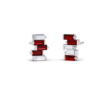 Ruby & Diamond Fashion Stud Earrings - Hema