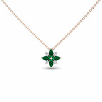 Emerald & Diamond Flower Necklace - Keira