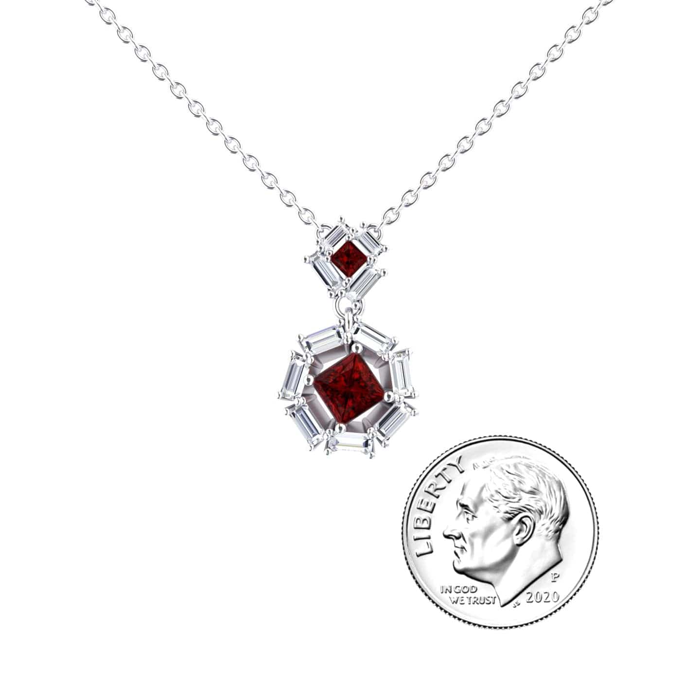 Ruby & Diamond Geometric Halo Necklace - Reema