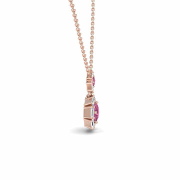 Pink Tourmaline & Diamond Geometric Halo Necklace - Reema